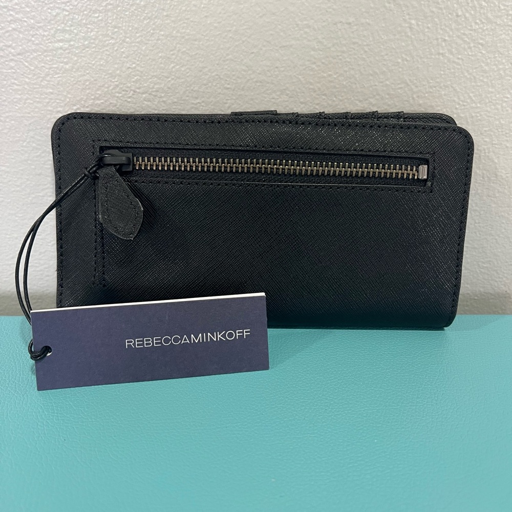 Rebecca Minkoff Sophie Snap Black Studded Bi- Fold Wallet - Picture 4 of 7